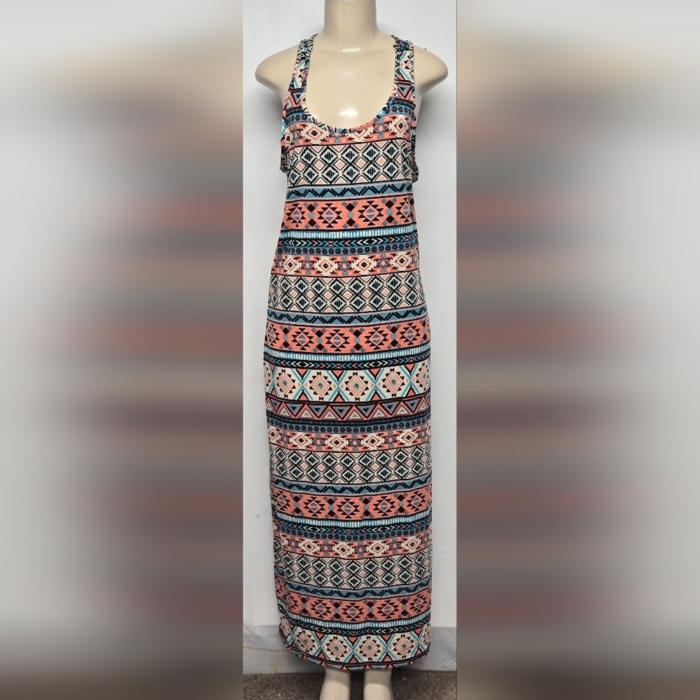 Love By Chesley XL Dress Stretch Bodycon Fitted Maxi Southwestern Print